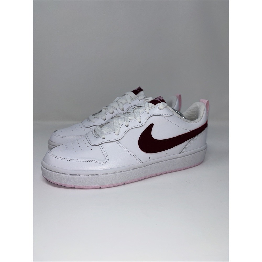 Nike Court Burough Low 2, Sz6Y/7.5 Wmns, White/Dark Beetroot, BQ5448-130